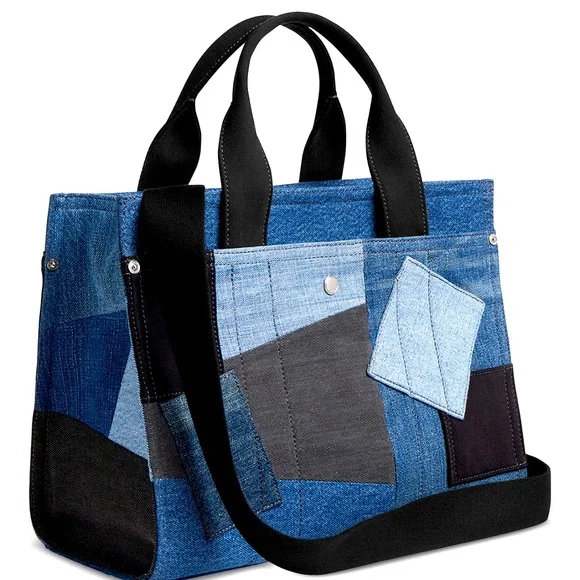✨NWT✨COACH DENIM MED/LARGE PATCHWORK CARGO TOTE🔥G😍RGEOUS‼️SOLD OUT ONLINE🤌🏽 - Picture 4 of 6